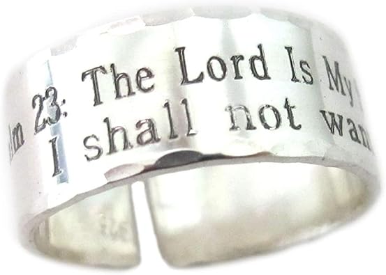 Psalm 23 Ring Custom Sterling Silver Band Engraving The Lord Is My Shepherd i shall not want Custom Engraved Personalized Ring
