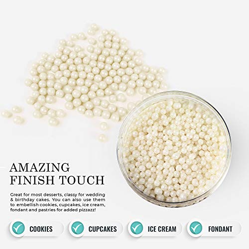 O'creme White Edible Sugar Pearls Cake Decorating Supplies For Bakers: Cookie, Cupcake & Icing Toppings, Beads Sprinkles For Baking, Certified, Candy Sugar Ball Accents (4Mm, 11 Lbs) #TOP4