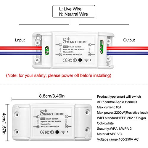 Wifi Relay Timer Smart Wireless Light Switch Module Diy Wifi Voice App Control Remote Timer Switch Timmer To Home Automation For Ios Homekit Assistant Ac 110-230V 10A Universal (A-2 Pack) #TOP1