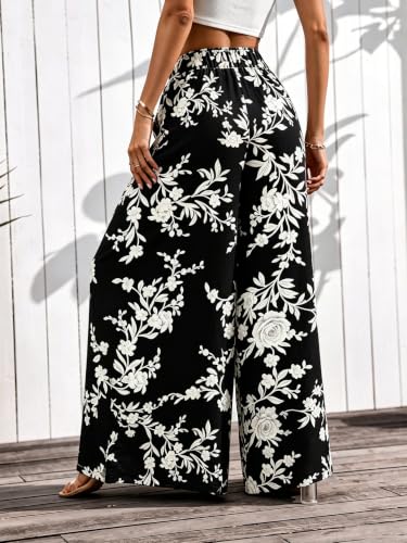 CORSKI Flowy Wide Leg Palazzo Pants for Women Dressy Casual Elastic Waist Lounge Long Trousers with Pocket Large - image 5