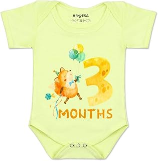 ARVESA 3 Month Baby Milestone Romper for Baby Boy and Baby Girl Cotton 0–12 Months Design no 280-3 Month Price In India