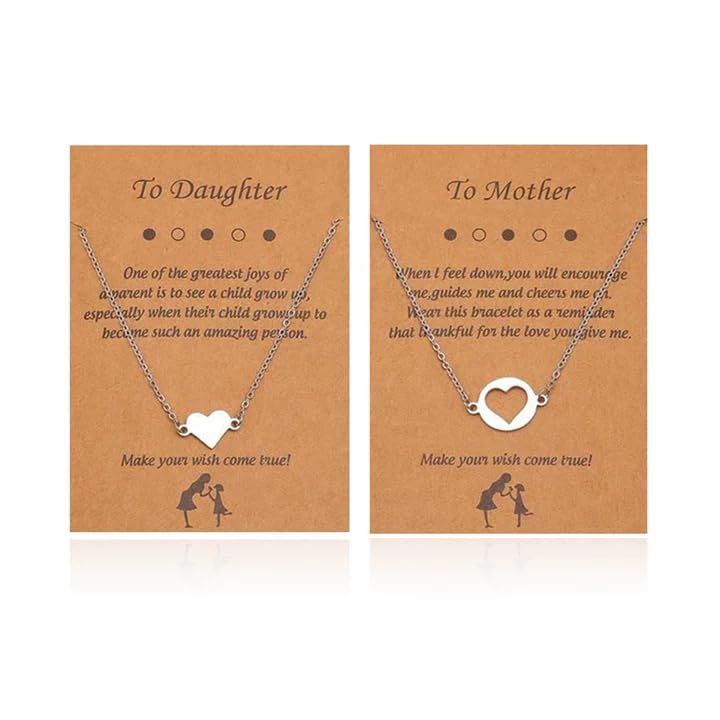 Image of YALLNASL Mother and Daughter Matching Necklaces for 2 Heart Pendant Necklace for Mom and Daughter Birthday Mothers Day Gifts for Mommy and Me Christmas Gift for Mama and Daughter