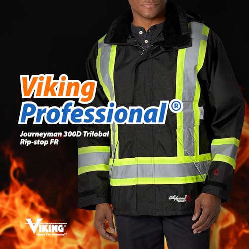 Viking Professional Journeyman 300D Rip-Stop Fire Retardant Reflective Jacket - Fire Resistant Hi Vis Jackets for Men2