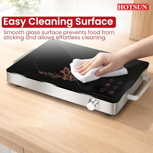 Image of HOTSUN Infrared Cooktop 2200W | Touch Control Panel | Timer & Boost Mode | Child Safety Lock | Fast & Even Heating | Compatible with Glass, Stainless Steel, Aluminium & Ceramic Flat Utensils