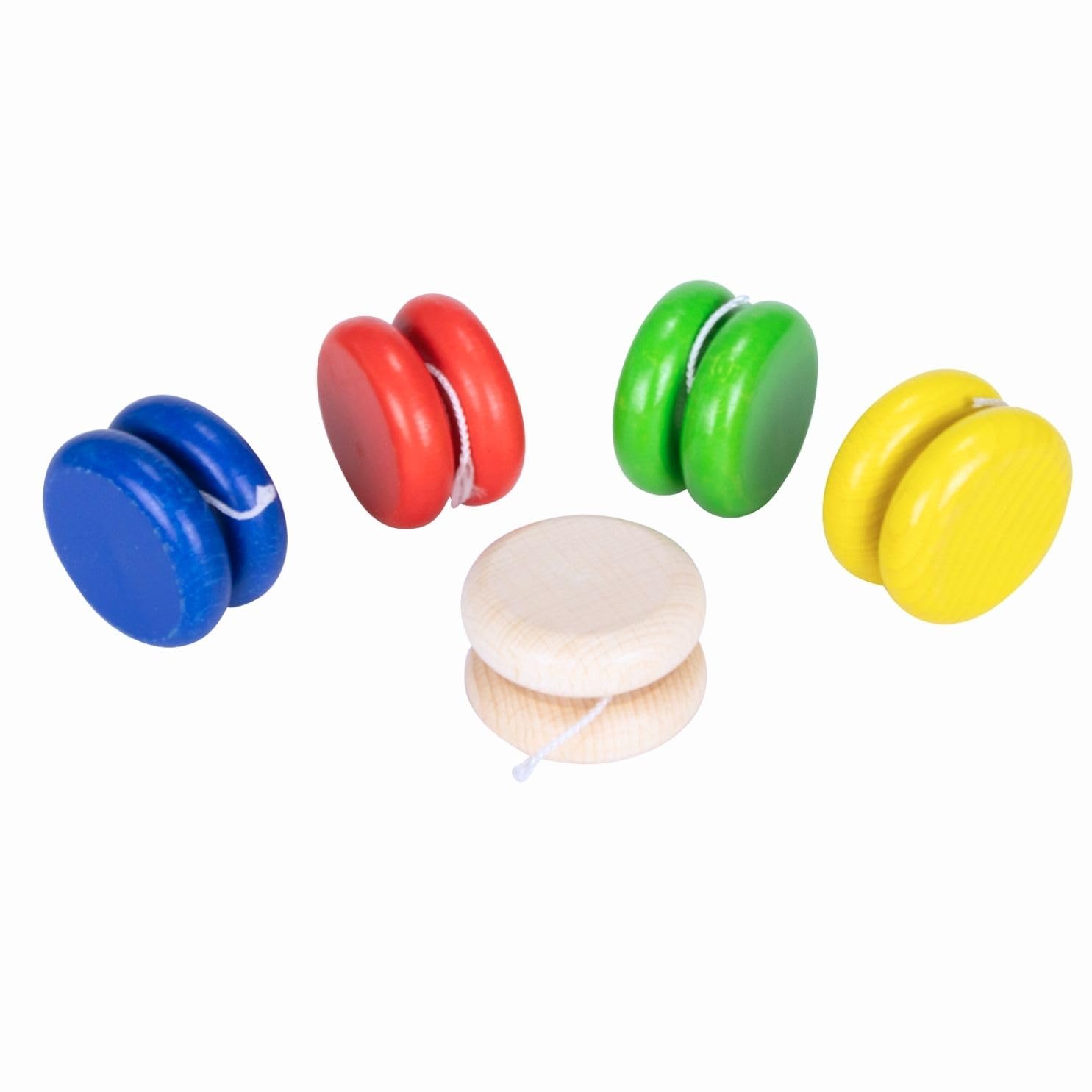 Set De 2 Yoyos En Bois Jorzer – Motifs Animaux 4x3,4 Cm, Naturel, Léger, Pour Enfants Et Adultes, Développe La Coordination