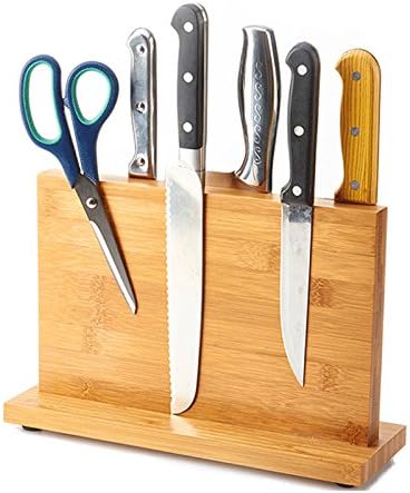 Soporte de almacenamiento magnético para cuchillos de bambú, organizador de cuchillos de cocina, para el hogar, cocina o restaurante