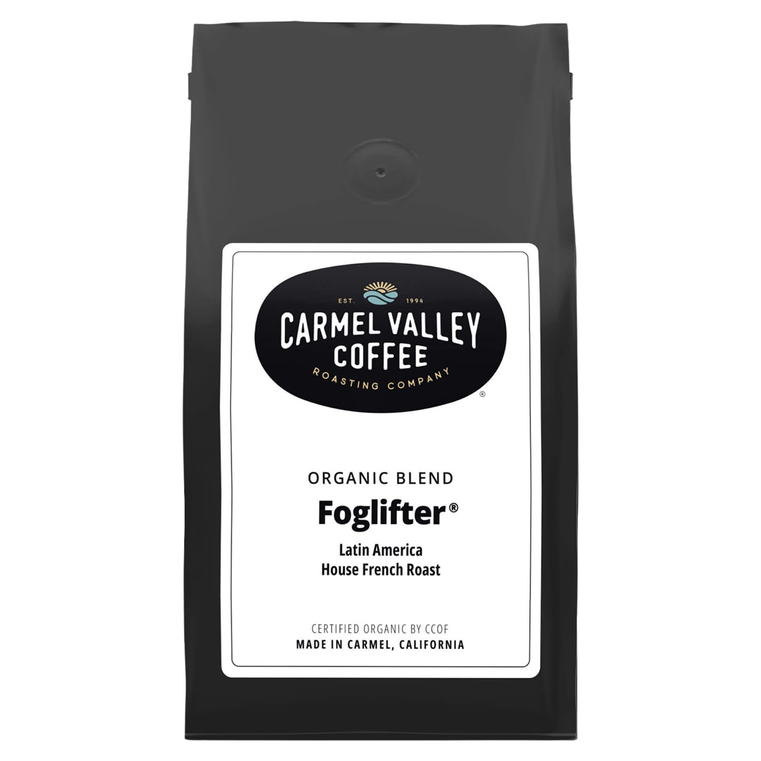 Carmel Valley Coffee Roasting - Whole Bean Coffee Foglifter - Certified Organic French Dark Roast, Premium Coffee - 12 Oz Bag, 1 Pack