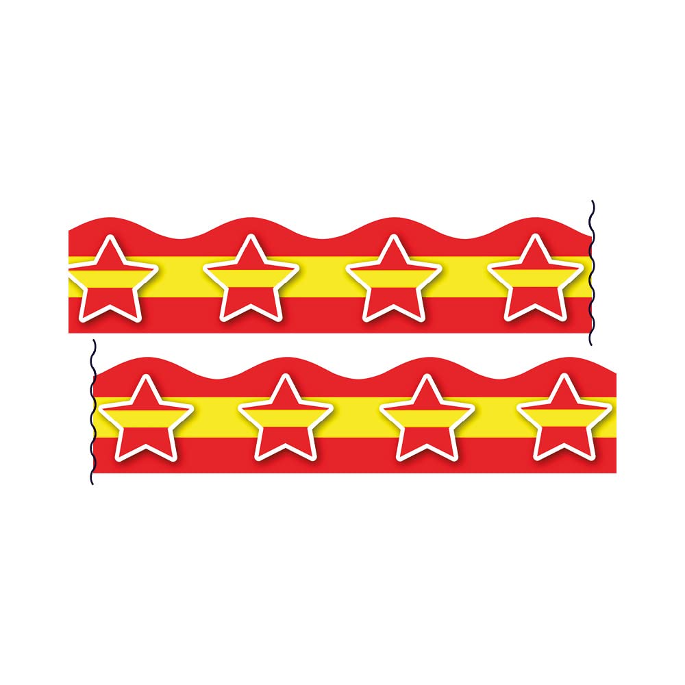Red and Yellow Stars Spanish Display Borders Classroom Trimmers, Multicoloured