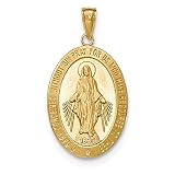 14k Yellow Gold Blessed Virgin Mary Miraculous Medal Pendant Charm