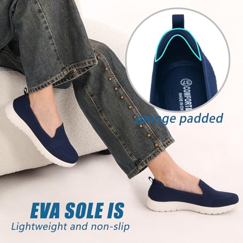 Image of Buyrew Loafers for Women - Comfortable Mesh Knit Slip On Walking Shoes with Arch Support - Dressy Business Casual Work Flats for Standing All Day - Lightweight Breathable Penny Loafers