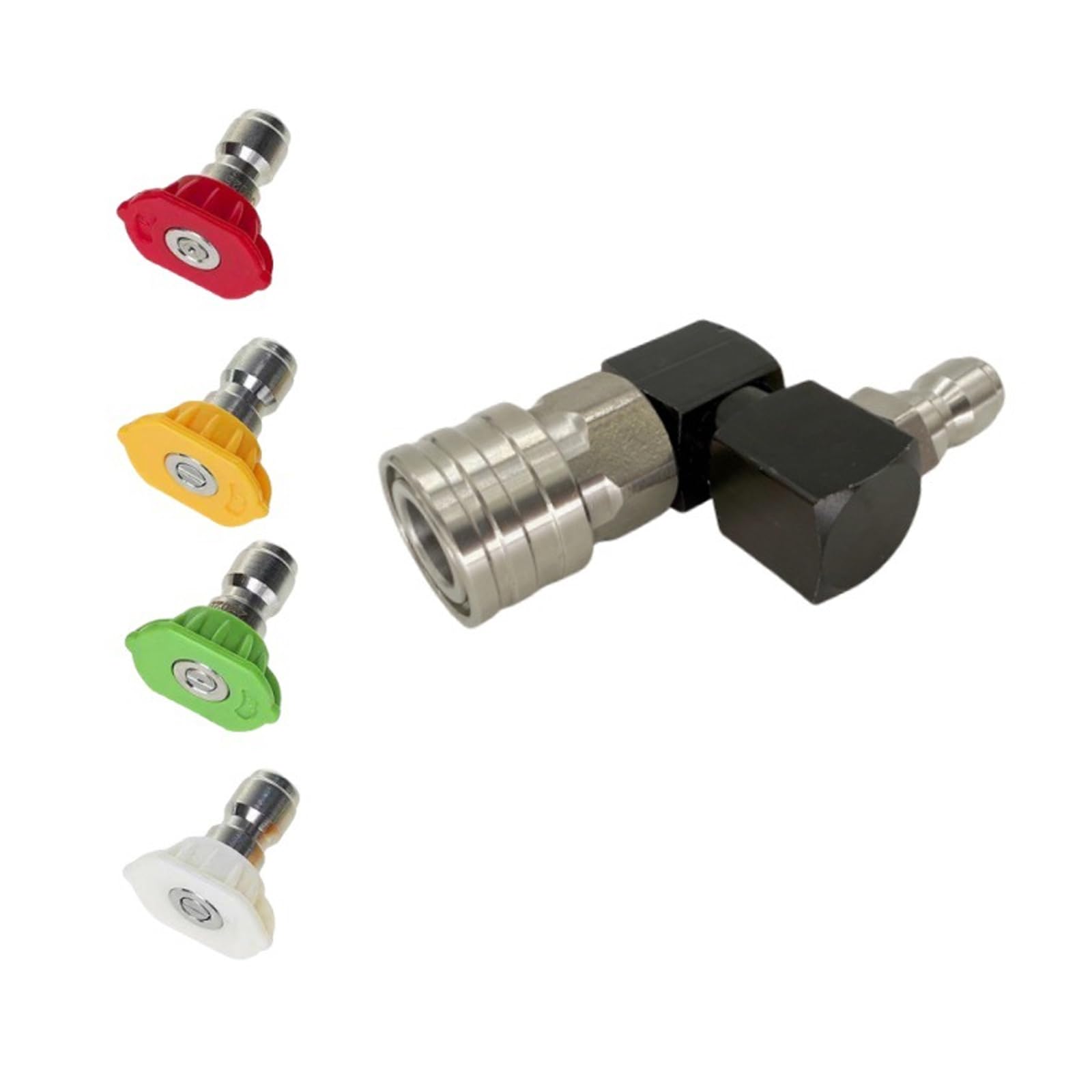 Carotoe Black 360Degree Rotation High Pressure Washer Quick Connecting Adaptor Fitting With 4Sprayer Tip (0° / 15° / 25° / 40°) For Cleaning High Pressure Washer