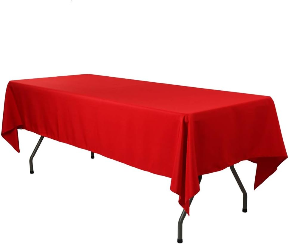 E-TEX Rectangle Tablecloth - 60 x 126 Inch - Red Rectangular Table Cloth for 8 Foot Table in Washable Polyester