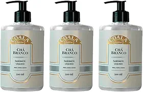 Sabonete Líquido Chá Branco Coala Home para Mãos, Corpo e Rosto, 500 ml, Kit com 3 Unidades