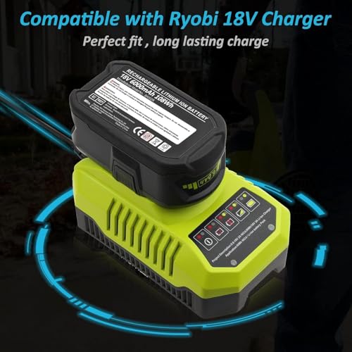 Image of Reoben 6.0Ah Replacement for Ryobi 18V Battery Compatible with Ryobi 18V Lithium Battery P102 P103 P104 P105 P107 P108 P109 P190 P122 for 18 Volt Cordless Power Tools 3 Packs (Green-3P)