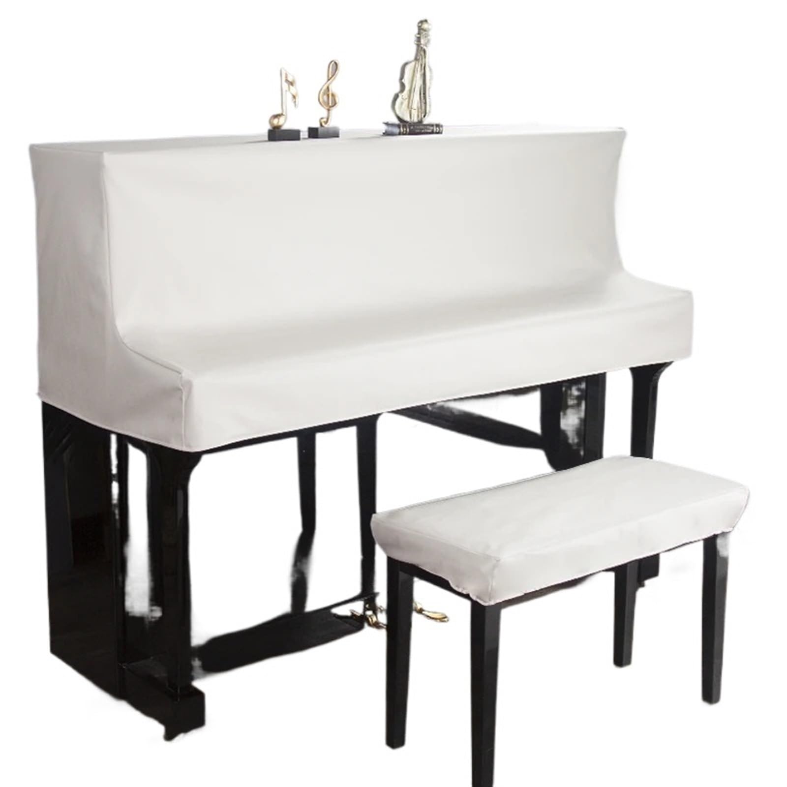 Semplice e lussuosa copertura for pianoforte, lavabile senza lavaggio, in tessuto scientifico tecnologico, mezza for(White,Height 126-133 piano)