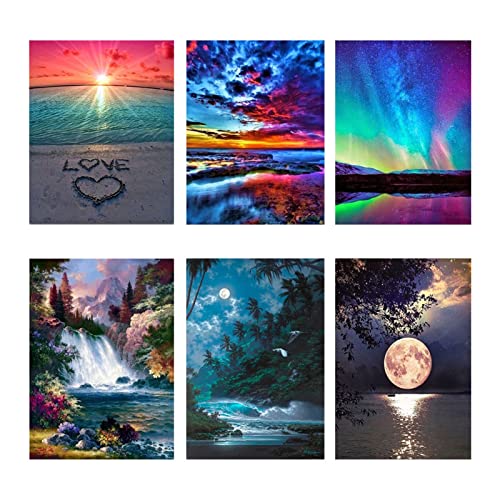 Vol ronde Diy Diamond Painting Moon 5D Handgemaakte Diamant Borduurwerk Kit Mozaïek Seaside Landscadeau Kunst Kit… - Afbeelding 3
