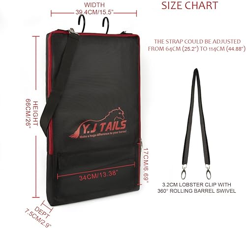 Miniatura 9 de Bolsa de brida de caballo, bolsa de transporte con 3 puntas para cabestros, bridas, arnés, riendas ecuestres, puntas y cabezas (rojo vino)