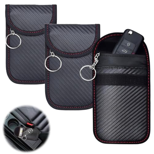 VONJUMA 3 Piezas Guarda Llaves Coche Bolsa Bloqueadora De Señal Para Llaves De Coche Bloqueadora De Llave De Coche Para Anti Rfid Remota Antirrobo Negro