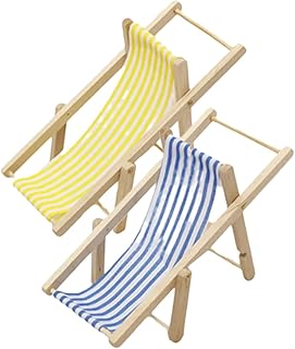 BCOATH 2 Pçs Modelo De Casa De Boneca Decoração De Casa Cadeiras De Praia De Madeira Móveis De Madeira Cadeiras De Madeira Casa De Boneca Cadeiras De Madeira Lounge Em Miniatura Cadeiras