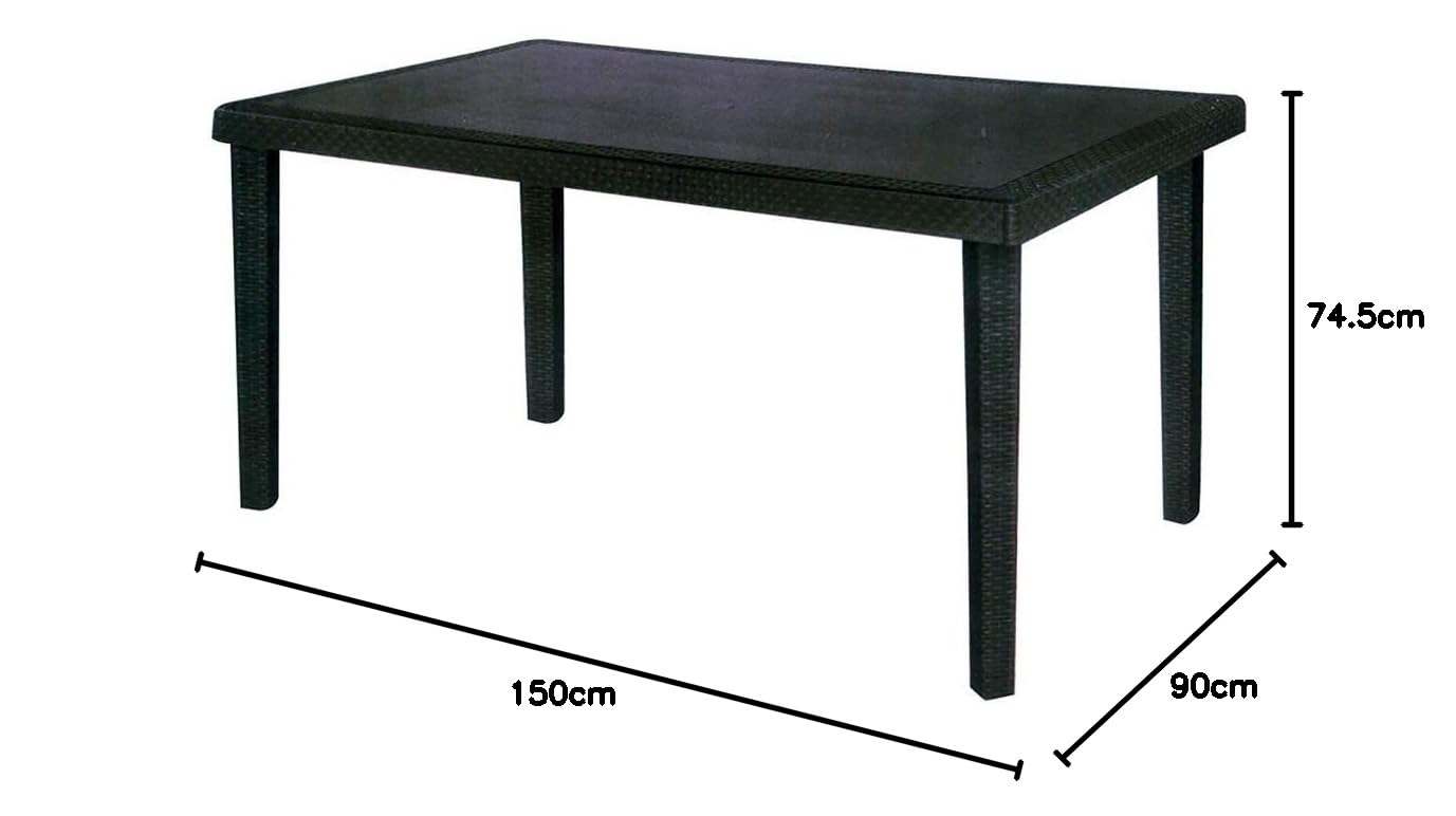 GRAND SOLEIL Boheme Greenpol tavolo rettangolare, verde polimerico, antracite, 150 x 90 x 74.5 cm