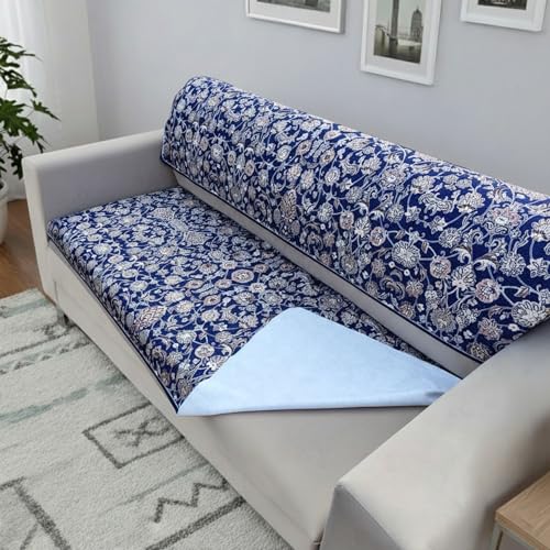 Image of Homerz Premium 7 (3+2+2) Seater Velvet Sofa Panel Cover with Digital Prints | Anti-Slip Backing (Nawab, 7 (3+2+2) Seater with Back)