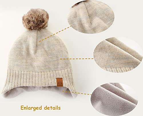 Moon Kitty Baby Boys Hats Toddler Beanies For Boys Winter Fleece Skiing Winter Caps With Warm Ear Flap Beige thumb #1