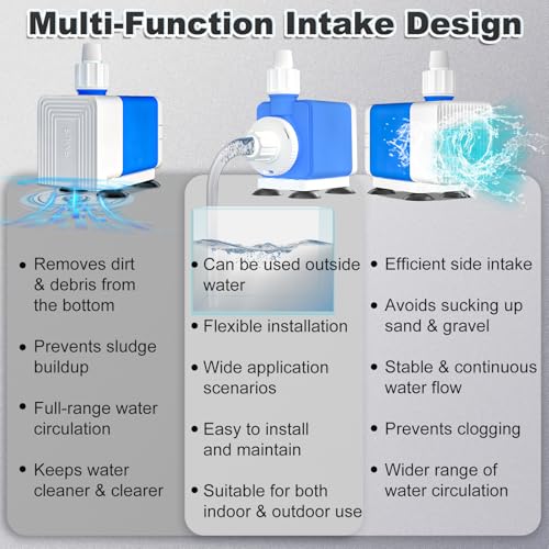 Image of SongLong Submersible Pump 400GPH (1500 L /H 25W) Ultra Quiet with Over Heating Protection 6ft High Lift for Fountains, Hydroponics, Ponds, Aquariums & More
