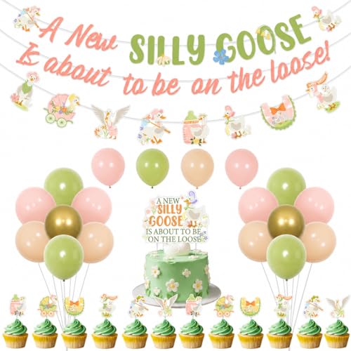 Décoration pour gâteaux baby shower oie et ballons : fête fille sans stress