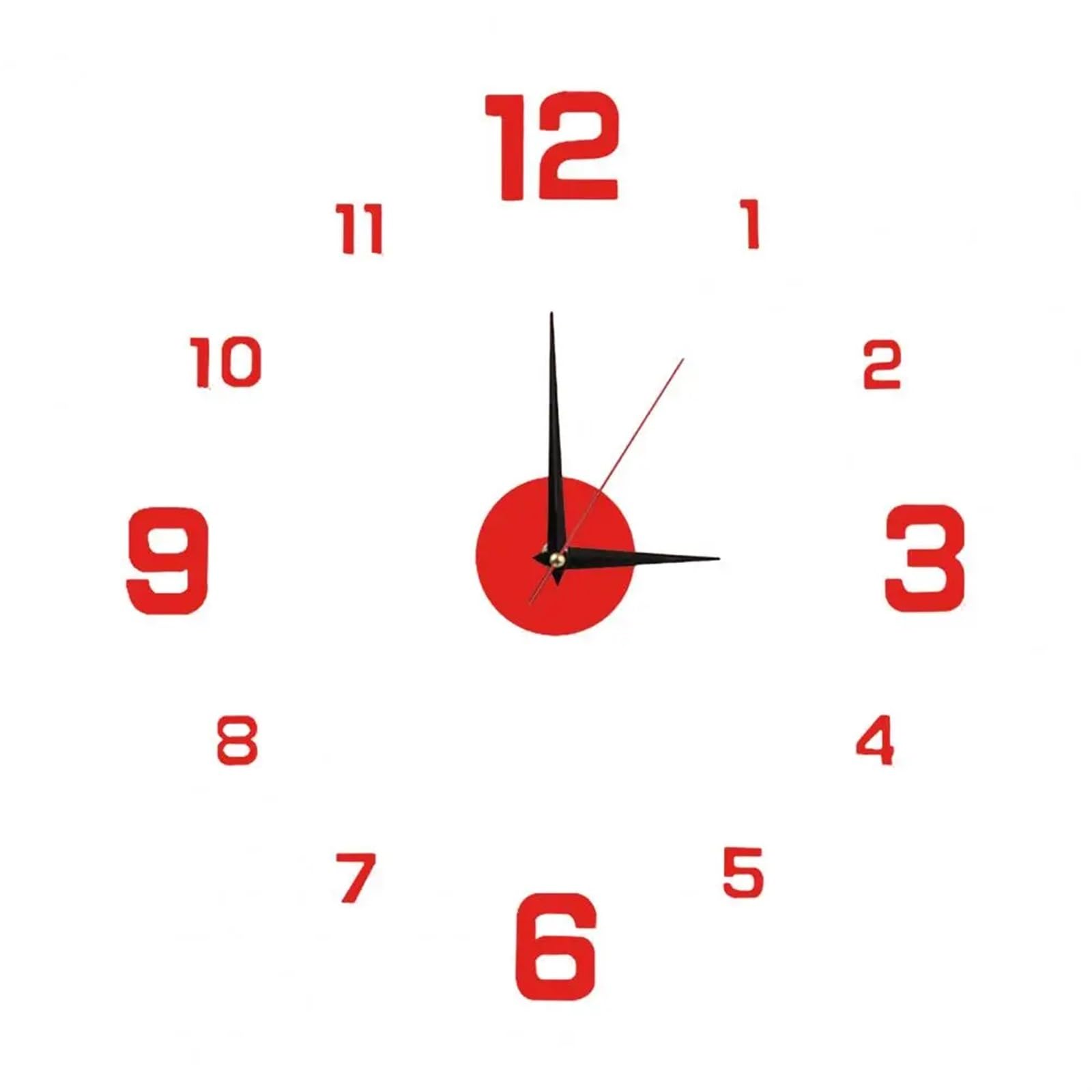 VFDVSWZSA Stylish wall clock, Luminous Hanging Clock For Living Rooms DIY Digital Wall Stickers Mirror(Red)