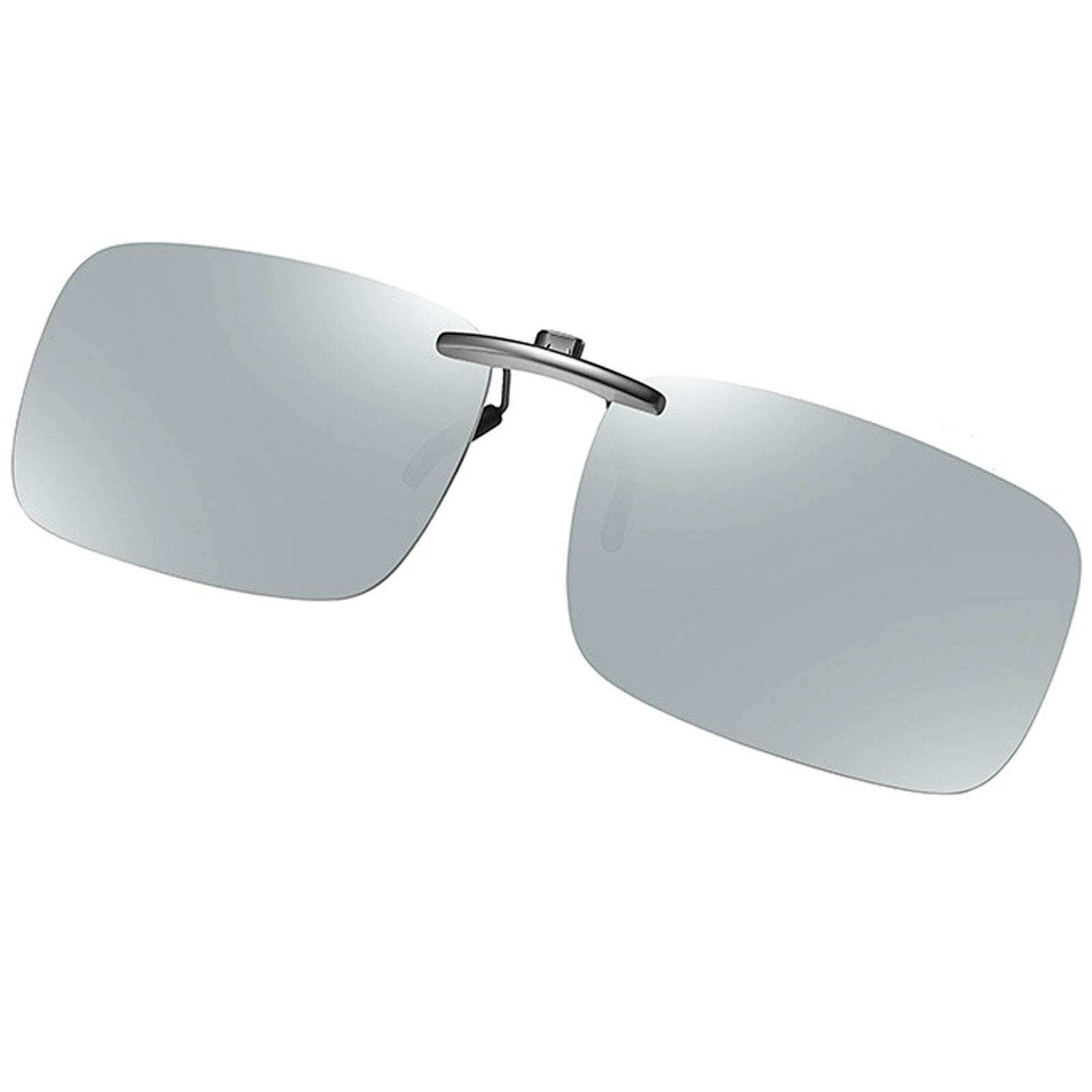 FF FRAZALAPolarized Clip On Sunglasses Rimless Anti Glare UV Protection Sunglasses for Prescription Glasses, Silver Mirrored, Medium