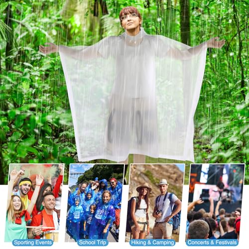 Zhehao White Reusable Rain Ponchos for Adults - Pack of 20, One Size Fits All - Image 7