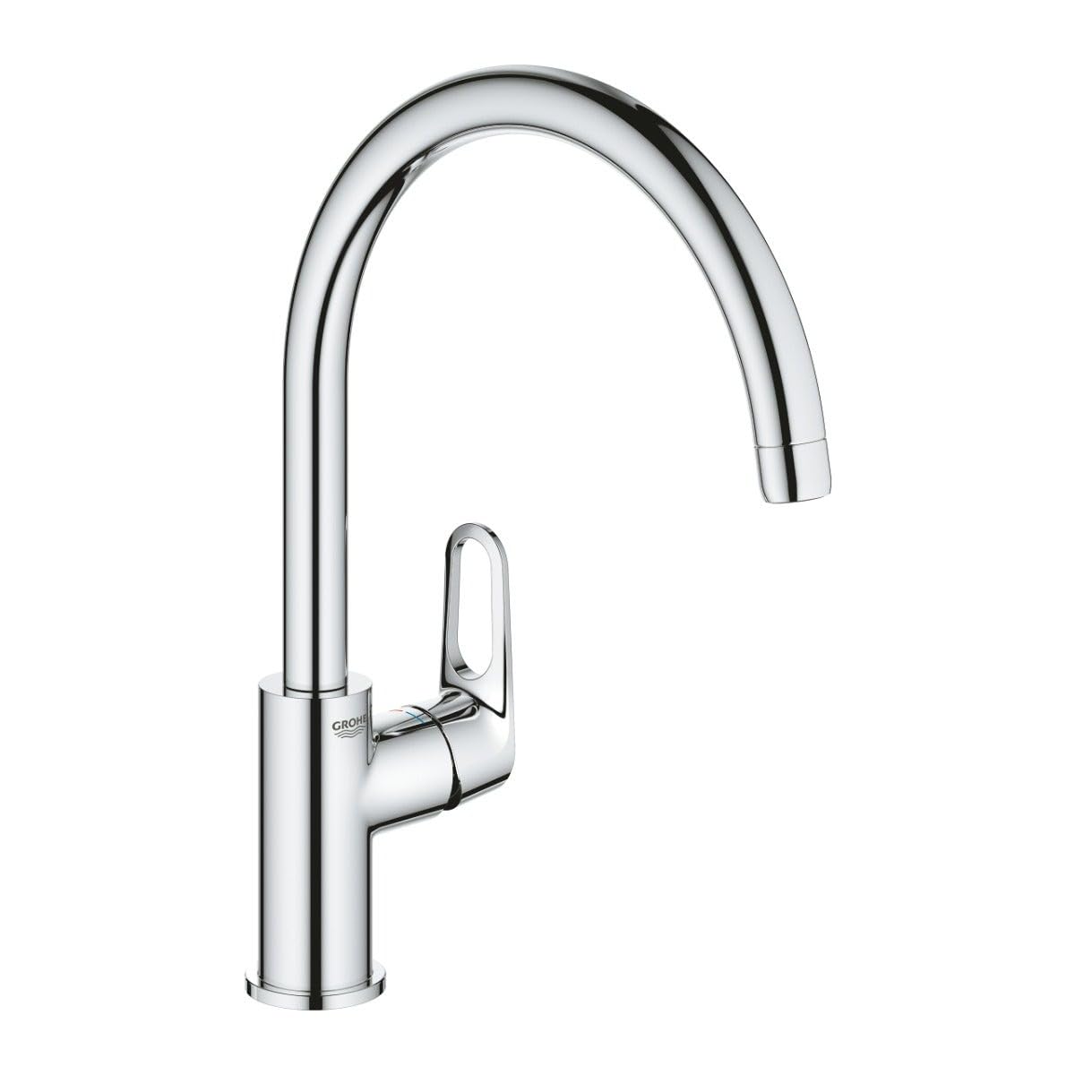GROHE Start Flow 31555001 - Rubinetto Miscelatore monocomando per lavello (monoforo, beccuccio alto con mousseur), cromato
