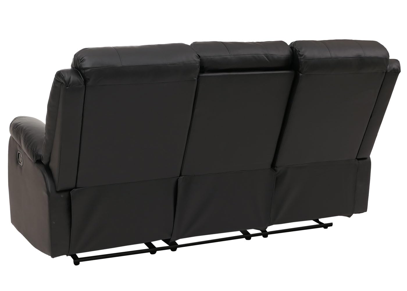 Mendler 3er Kinosessel HWC-O62, Relaxsessel Fernsehsessel mit Armlehne Getränkehalter, Liegefunktion Kunstleder - schwarz