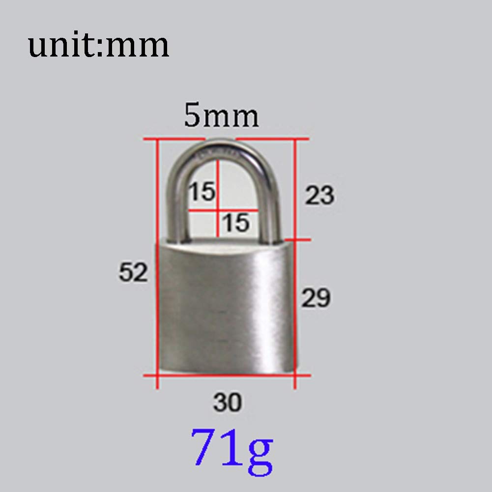 Mosiężna kłódka Kłódka ze stali nierdzewnej, nierdzewna i antykradzieżowa blokada drzwi, szerokość 30 mm, 40 mm, 50 mm, 60 mm, 3 klucze(30x52mm)