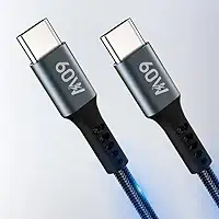 Cabo USB-C 2 metros Tipo C Turbo 60W Ultra Rapido Nylon Trançado e Reforçado Android e Iphone Notebook Tablet Qualidade Premium Carregamento Transferência de Dados