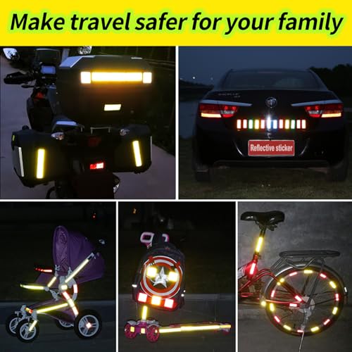 Image of PHIXBEAR Reflective Stickers Super Reflection, Safety Reflective Tape for Car Trailer Truck Bike Motorcycle, 20 Pcs Fluorescent Yellow-Green Outdoor Waterproof 3.15 inch X 1.18 inch