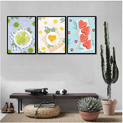 Toile mur artwork salon aquarelle fruits popsicle affiche 50x70