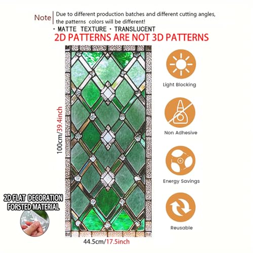 Image of Nuxovilar Sparkle Stained Glass Style Window Film 17.5x39.4 in PVC