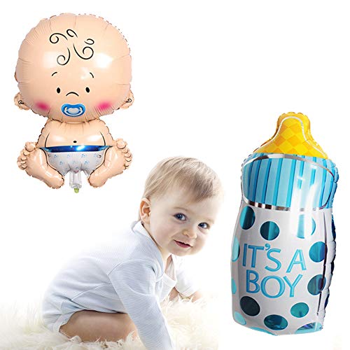 Ceqiny 4Pcs Baby Girl Boy Balloons Aluminum Foil Balloons Baby Shower Balloons Mylar Balloons It Is A Boy Girl Balloons Kit Pink Blue Bottle Balloons Birthday Party Decoration Gender Reveal Supplies #TOP4