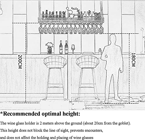 Casier à vin de plafond réglable et support verre pour bar - 4