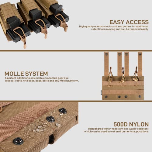 Votagoo Molle Mag Pouch 5.56Mm 9Mm Open-Top Magazine Pouch Single/Double/Triple Elastic Magazine Pouch Combo For Pistol And Rifle M4 M14 M16 Ak Ar 0 S&W .45 Acp Magazines #TOP4