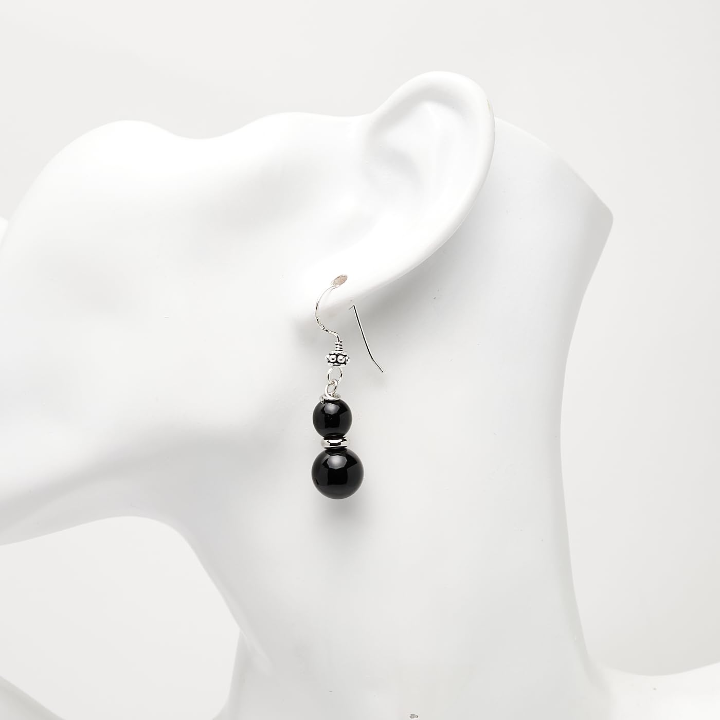 Pendientes colgantes de plata de ley con cuentas dobles de piedras preciosas naturales para mujer