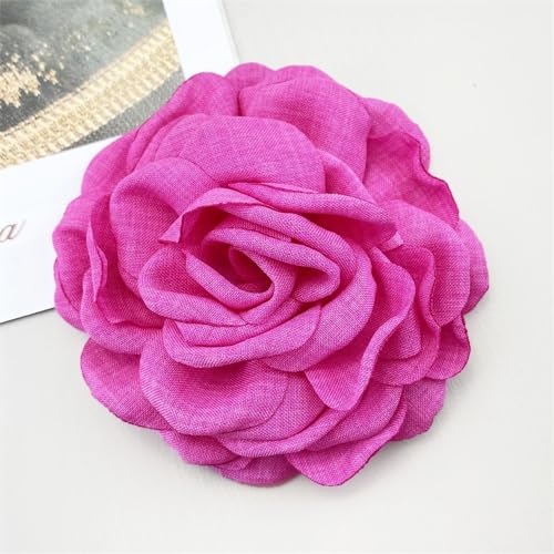 Image of Dainty Fabric Peony Flower Brooches Pin Delicate Camellia Flower Brooch Classic for Women Wedding Party Dance Banquet Elegant Lapel Pins Dress Suit Ceremony Clothes Accessories Jewelry Gifts 100mm