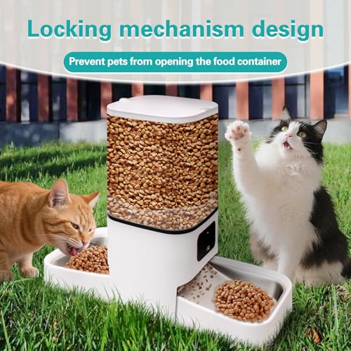PRRPRR Dual Automatic Cat Feeder for 2 Cats,6L Food Dispenser Auto Cat Feeder with 2 Stainless Bowls,5G/2.4G WiFi Pet Feeder,Easy APP Operation,Detachable for Easy Cleaning - Image 3