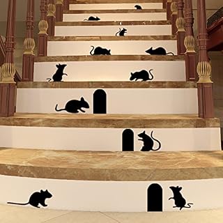 Winhappyhome Creative Black Mouse & Hole Stair Sticker Bedroom Living Room Background Home Decor Removable Waterproof Stickers Decoration Decals