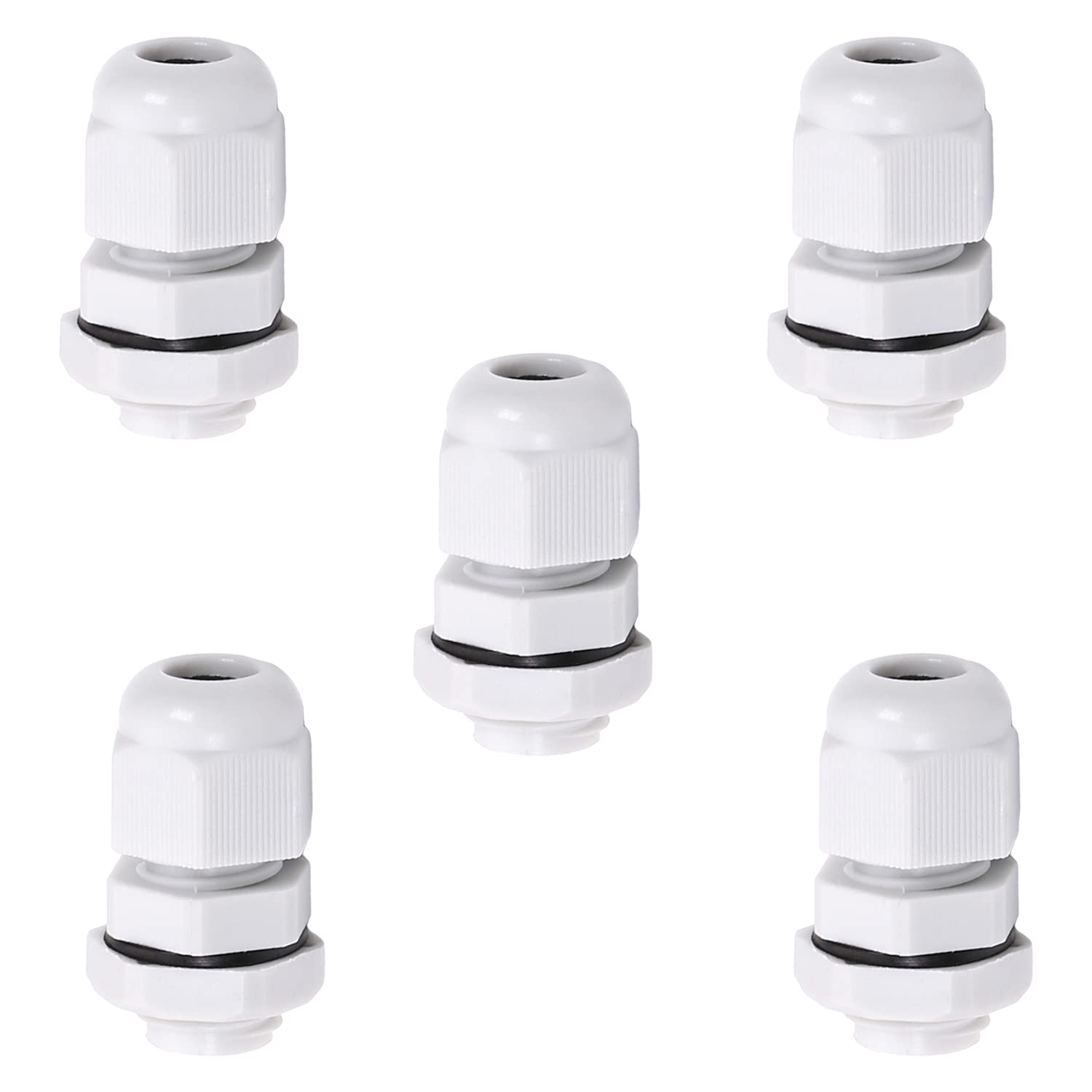 Bettomshin 5Pcs M12 Cable Gland Plastic Waterproof Cable Glands Joints Adjustable Connector White for 2-5mm Dia Cable-image-5