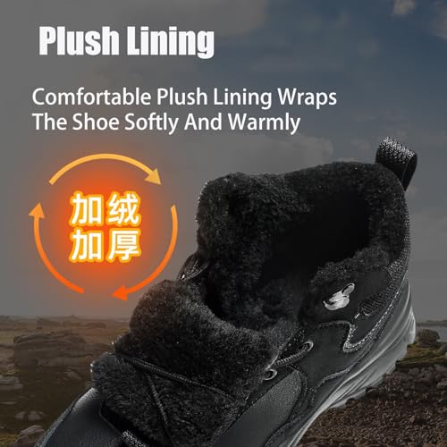 Men'S Suede Lace-Up Platform Hiking Boots Comfort Round Toe Fully Fur Lined High Top Non-Slip Snow Boots For Trail Travel Outdoor Dress Ankle Boots4