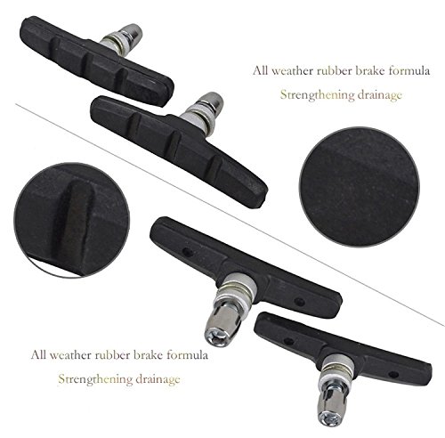 Bluesunshine 70Mm Mountain Road Bicycle Cycling Bike Braking V-Brake Brake Holder Shoes Rubber Pad, No-Noise, No-Skid, 4 Pieces (2 Pairs, Black) #TOP2