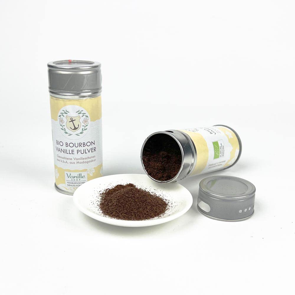 40g Bio Vanillepulver aus Madagaskar | gemahlene Bourbon Vanilleschoten aus k.b.A. | zum Backen und Kochen | Pures Vanille Aroma | Top Vanille Qualität