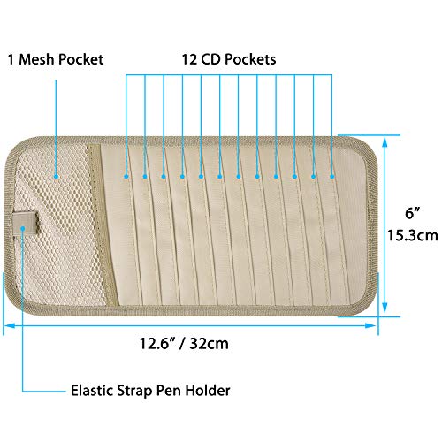 image for Car CD Case Holder, Wisdompro Vehicle Sun Visor Organizer for Cars wit